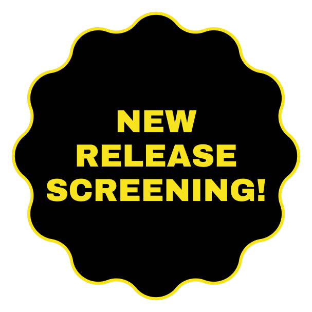 Sticker noting this is a new release screening.